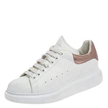 Pre Owned Alexander McQueen Metallic/White Leather Oversized Sneakers Size 41