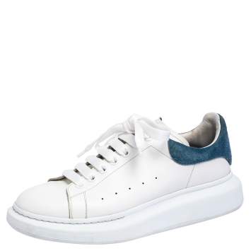Pre Owned Alexander McQueen White Suede And Leather Exaggerated Sneakers Size 42