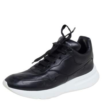 Pre Owned Alexander McQueen Black Leather Larry Oversized Sneakers Size 43