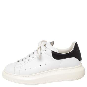 Pre Owned Alexander McQueen White/Black Leather Oversized Sneakers Size 42