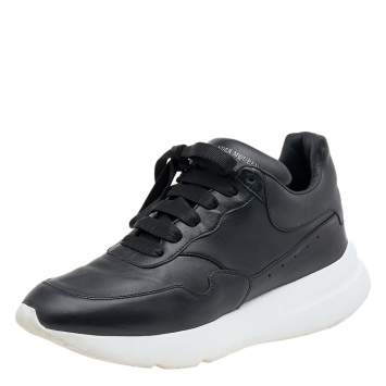 Pre Owned Alexander McQueen Black Leather Larry Oversized Sneakers Size 42
