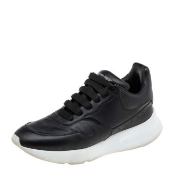 Pre Owned Alexander McQueen Black Leather Larry Oversized Sneakers Size 41