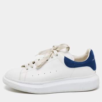 Pre Owned Alexander McQueen White/Blue Leather And Suede Oversized Sneaker Size 43