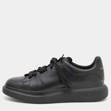 Pre Owned Alexander McQueen Black Leather Oversized Low Top Sneakers Size 45.5