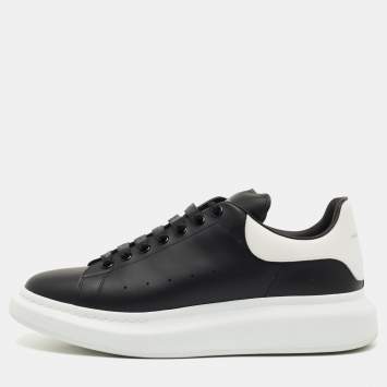 Pre Owned Alexander McQueen Black/White Leather Oversized Sneakers Size 46