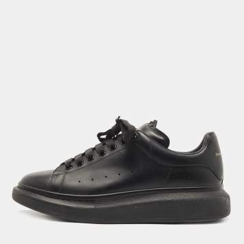Pre Owned Alexander McQueen Black Leather Oversized Low Top Sneakers Size 44