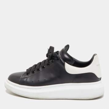 Pre Owned Alexander McQueen Black/White Leather Oversized Sneakers Size 41
