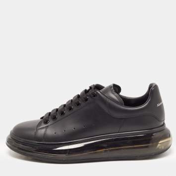 Pre Owned Alexander McQueen Black Leather Oversized Transparent Sole Sneakers Size 42