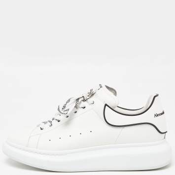 Pre Owned Alexander McQueen White/Black Leather Oversized Sneakers Size 44