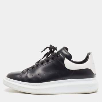 Pre Owned Alexander McQueen Black/White Leather Oversized Sneakers Size 44