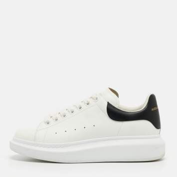Pre Owned Alexander McQueen White/Black Leather Oversized Sneakers Size 41