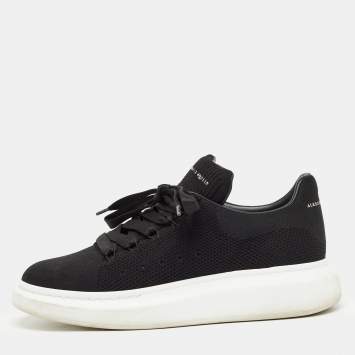Pre Owned Alexander Mcqueen Black Knit Fabric Low Top Sneakers Size 43