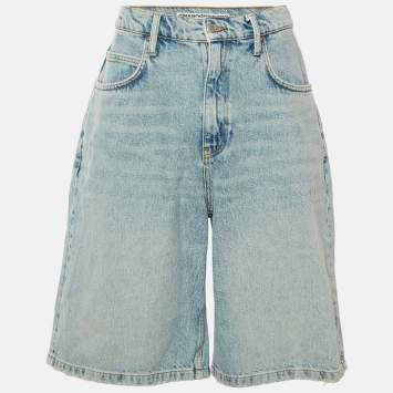 مملوكة مسبقًا Alexander Wang Vintage Faded Indigo Denim Shorts M Waist 32"