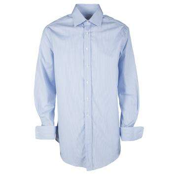 Pre Owned Alfred Dunhill Blue and White Striped Peter Business Shirt XL
