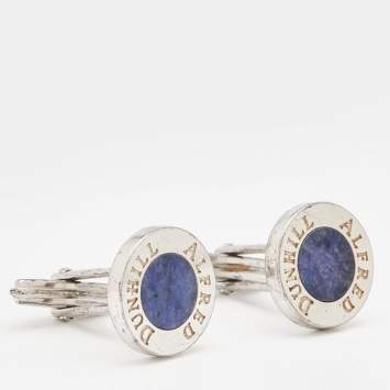 Pre Owned Alfred Dunhill Blue Stone Silver Tone Cufflinks