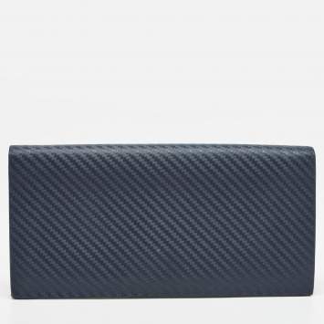 Alfred Dunhill Navy Blue Leather Long Bifold Wallet 