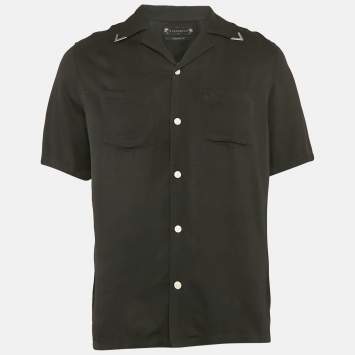 Pre Owned All Saints Black Gabardine Relaxed Fit Button Front Shirt XS