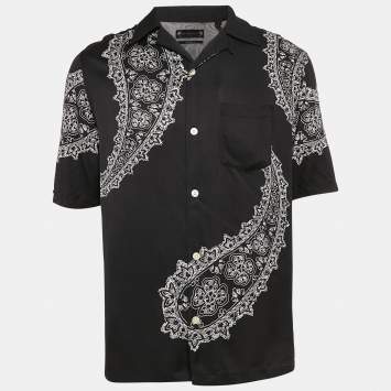 Pre Owned All Saints Black Paisley Print Crepe Short Sleeve Shirt S