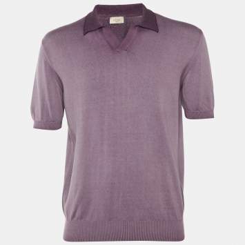 Pre Owned Altea Purple Ombre Cotton Knit Polo T-Shirt L