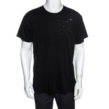 Pre Owned Amiri Black Distressed Cotton Shotgun T-Shirt M
