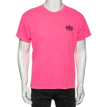 Pre Owned Amiri Pink Cotton Five Star Logo Printed Crewneck T-Shirt XS