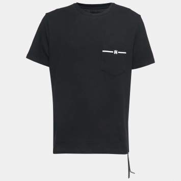 Pre Owned Amiri Black Cotton Logo Print Pocket T-Shirt L