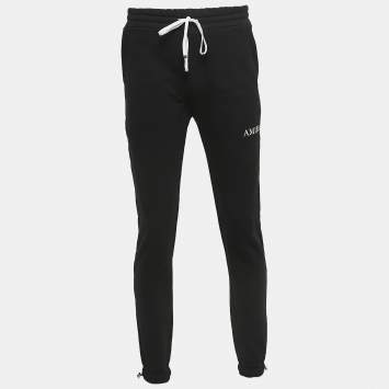 Pre Owned Amiri Black Cotton Logo Print Joggers S