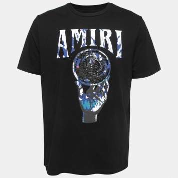 Pre Owned Amiri Black Crystal Ball Print Cotton T-Shirt XL