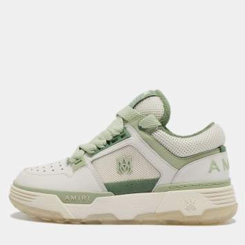 Pre Owned Amiri White/Green Leather and Mesh MA1 Lace Up Sneakers Size 40