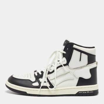 Pre Owned Amiri White/Black Leather Skel High Top Sneakers Size 43
