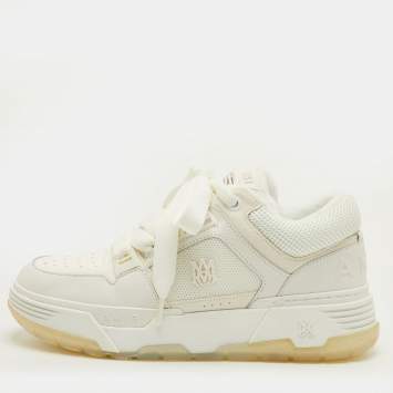 Pre Owned Amiri MA-1 Size 42 White Leather, Mesh and Suede Lace Up Sneakers