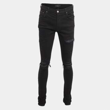 Pre Owned Amiri Black Distressed Denim Jeans M Waist 33"