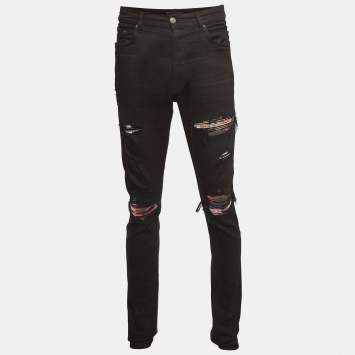 Pre Owned Amiri Black Distressed Denim Jeans XL Waist 36"