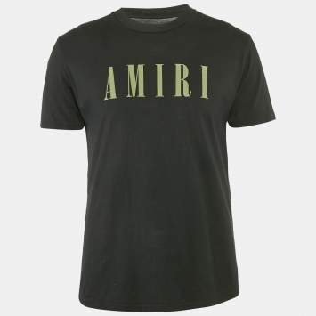 Tシャツ・カットソー AMIRI Men T Shirts AMJYTE1232CO Black Amiri Black Cotton Logo Patch Crew Neck Half Sleeve T-Shirt