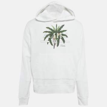 Amiri White Palm Print Cotton Hoodie M