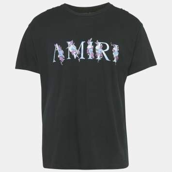 Amiri Black Logo Print Jersey Crew Neck T-Shirt S 
