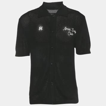 Amiri Black Embroidered Crochet Surf Club Shirt M