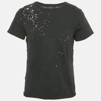 Pre Owned Amiri Black Washed Shotgun Cotton Crew Neck Short Sleeve T-Shirt S