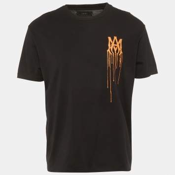 مملوكة مسبقًا Amiri Black Logo Paint Drip Jersey T-Shirt S