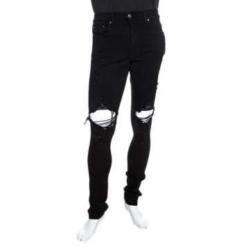 Pre Owned Amiri Black Distressed Denim Slim Fit Thrasher Jeans M