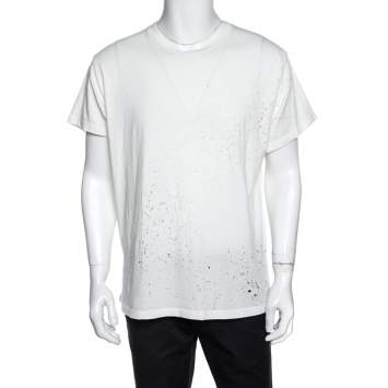 Pre Owned Amiri Off White Distressed Cotton Shotgun T-Shirt M
