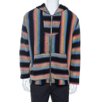 Pre Owned Amiri Multicolor Striped Cotton Zip Front Baja Hoodie M