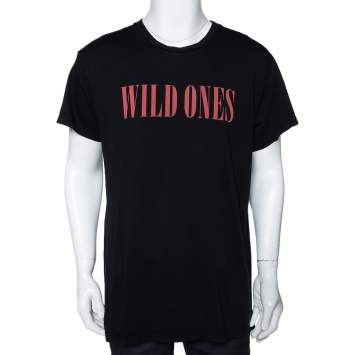 Pre Owned Amiri Black Cotton Wild Ones Print Round Neck T-Shirt S