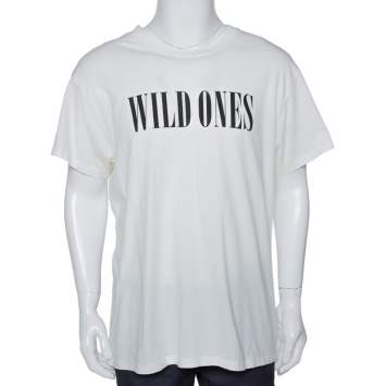 Pre Owned Amiri Cream Cotton Wild Ones Print Round Neck T-Shirt M