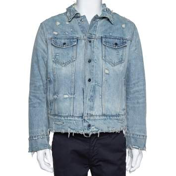 Pre Owned Amiri Two Tone Reversible Trucker Bomber Jacket L 