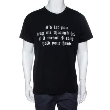 Pre Owned Amiri Black Cotton Quote Print Crew Neck T-Shirt XS