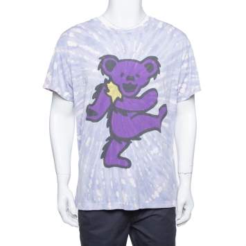Pre Owned Amiri Purple Cotton Graphic Printed Tie Dye Effect Oversized T-shirt M