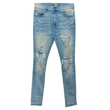 Pre Owned Amiri Blue Light Wash Denim Distressed Jeans S