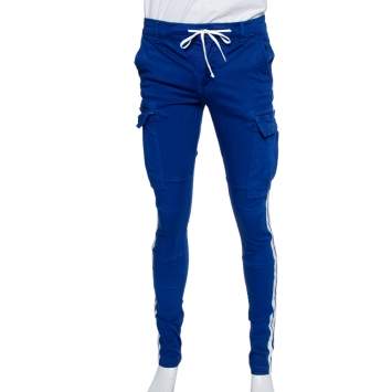 Pre Owned Amiri Navy Blue Cotton Side Stripe Detail Cargo Pants S