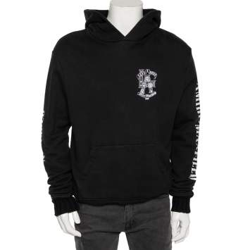 Pre Owned Amiri Black Cotton Guns N Roses Printed Hoodie M